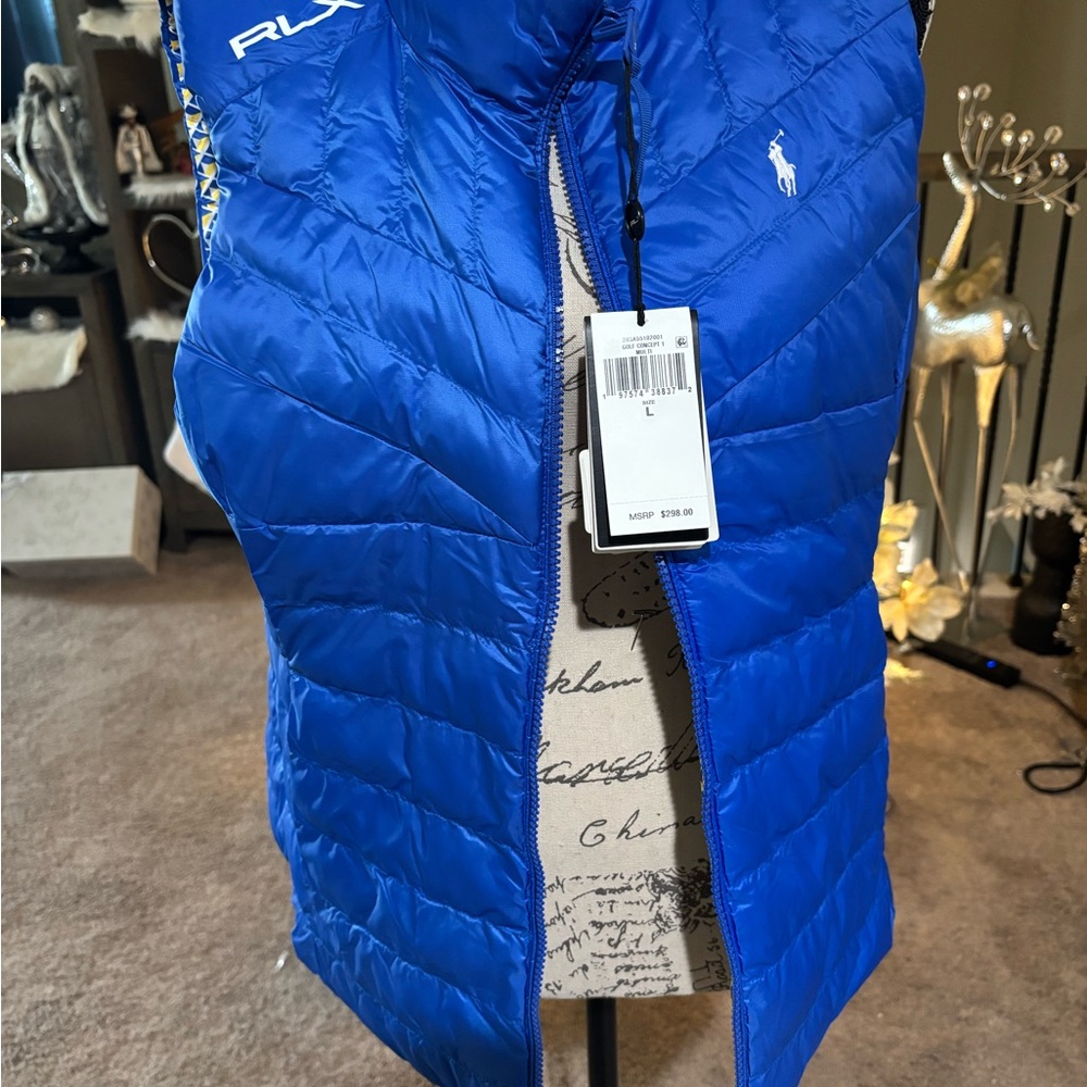 Ralph Lauren Reversible Vibrant Blue and Yellow /blue pattern Quilted Vest